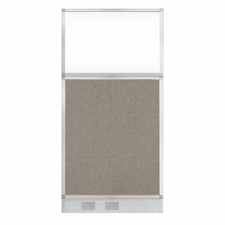 Versare Hush Panel Cubicle Partition 3' x 6' W/ Window Warm Pebble Fabric Clear Window W/ Cable Channel 1812566-2